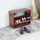 KD Package Brown Small Volume 63cm Width  Wooden Shoe Cabinet Bench