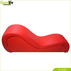 OEM Wooden Leather Sex Couch Sponge Filled Curved 43cm Height